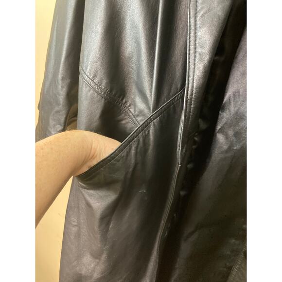 Vintage 80's Real 100%‎ Leather Midi Coal Size M Black - Picture 9 of 10